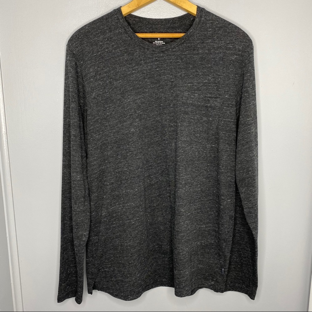 BONOBOS Dark Heather Gray Long Sleeve Pocket Tee